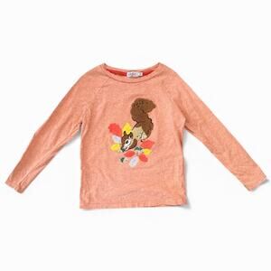 Cath Kids London Girls 7-8 Fall Embroidered Squirrel Long Sleeve Top